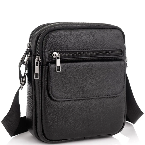 Сумка чоловіча через плече шкіряна чорна Tiding Bag IT-73302 | Зображення 1