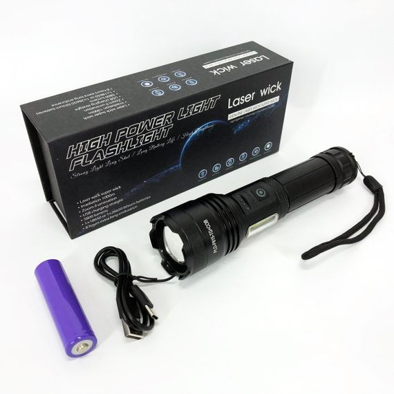 Ліхтарик PLD-P815 White Laser LED PM10-TG+COB, Ліхтарик тактичний акумуляторний ручний | Зображення 1