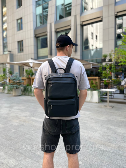 Мужской рюкзак для ноутбука и поездок из натуральной кожи 40х30х16, сумка наплечная Tiding Bag , черная | Зображення 4