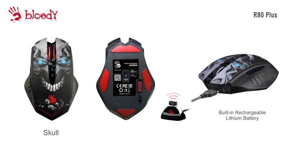 Миша ігрова бездротова A4-Tech Bloody R80 Plus, чорна з малюнком | Зображення 4
