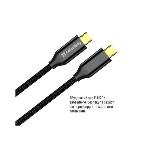 Дата кабель USB-C to USB-C 1.0m USB3.2 (20Gbps 4K PD100W) Gen2 5А black ColorWay (CW-CBPDCC062-BK) | Зображення 9