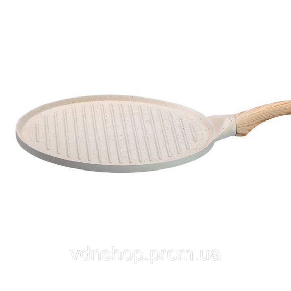 Сковорода гриль круглая Ø 26.5 см низкая с гранитным покрытием рифленая бежевая HP39581W | Зображення 2