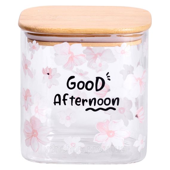 Банка для сыпучих продуктов с бамбуковой крышкой 800 мл емкость для сыпучих стекло HP-34-25