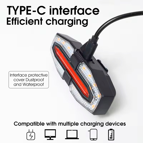 Задній габаритний велоліхтар з поворотами LY-5510, дистанційний пульт, ЗП Type-C, CR2032 | Зображення 5