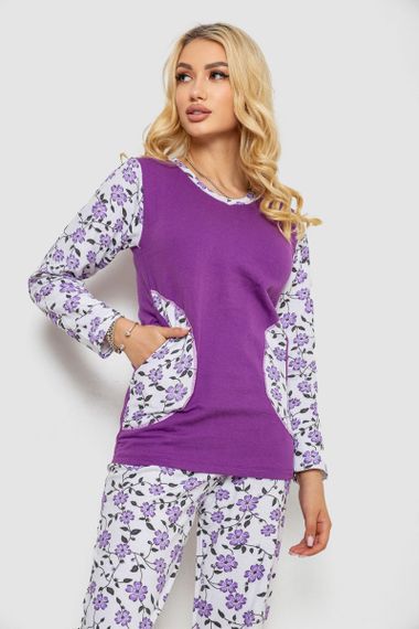 Пижама женская на флисе, цвет фиолетовый, 243R09054 | Зображення 1