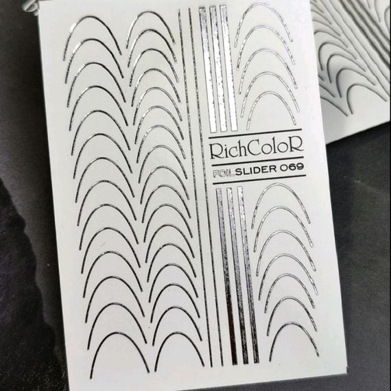 Фольгированный слайдер для френча RichColor 069 (серебро) на водяной основе (6.5x9.5см)