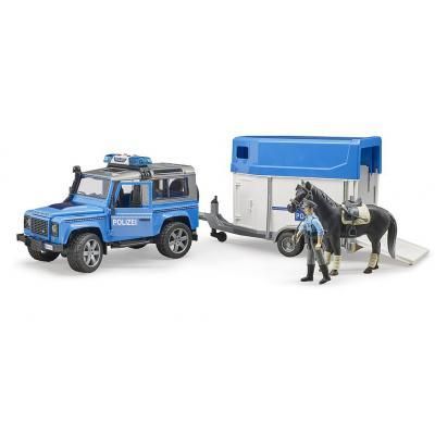 Спецтехника Bruder Land Rover Defender с прицепом и фигурка полицейского с лоша (02588) | Зображення 1