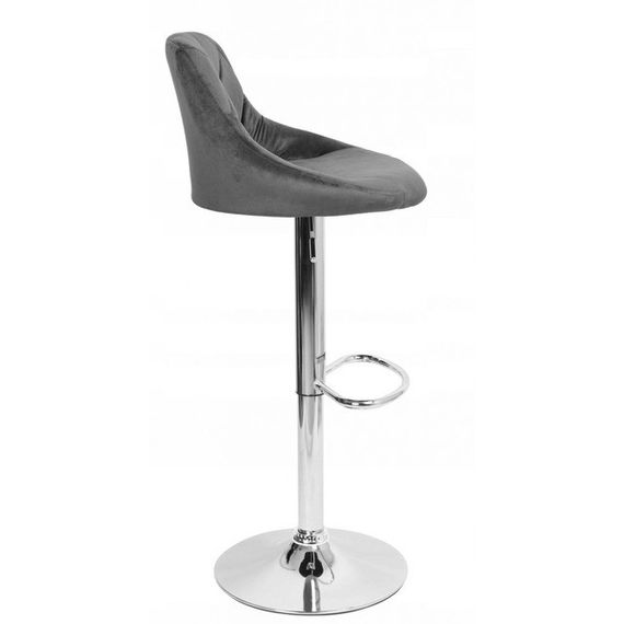 Барний стілець зі спинкою Bonro B-074 велюр сірий | Зображення 4
