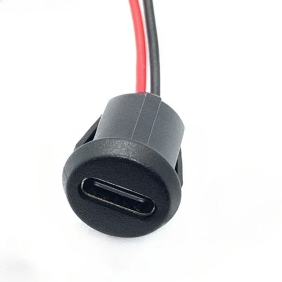 Врезной разъем USB Type-C 2-pin мама круглый | Зображення 1