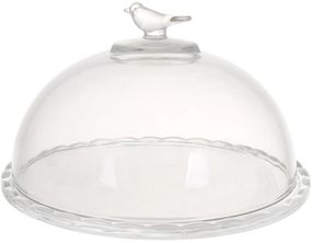 Блюдо скляне "Bird" Ø19см зі скляною кришкою-ковпаком