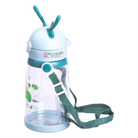 Пляшка для води дитяча 550 мл на ремінці пляшечка з трубочкою для спорту та школи HP-14-44TU | Зображення 2