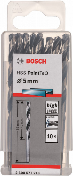 Свердло по металу Bosch HSS-PointTeQ, 5х52х86мм, 10шт (2.608.577.218) | Зображення 7
