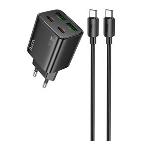 МЗП Hoco N56 Fundador PD30W four-port (2USB-A/2C) + кабель Type-C to Type-C Black