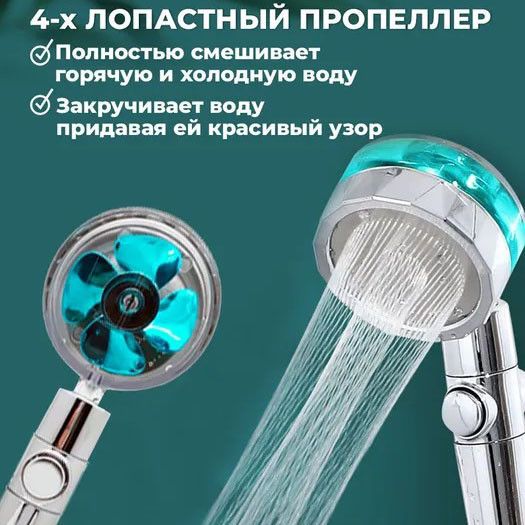 Душевая турболейка высокого давления, водосберегающая насадка для душа c вентилятором с уникальным рисунком | Зображення 4