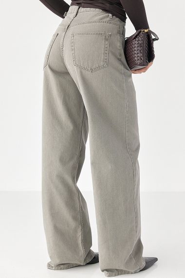 Джинси Palazzo із затяжками на талії - сірий цвет, 36р (є розміри) | Зображення 1