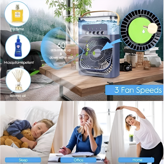 Вентилятор кондиционер Fan 9418 увлажнитель 3в1 с контейнером для льда Mini Portable USB Air Cooling Синий | Зображення 2