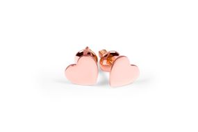 Сережки пуссеты из красного золота сердечки