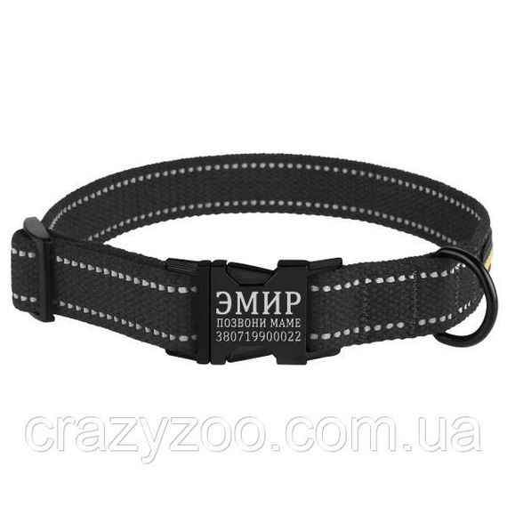 Ошейник для собак BronzeDog Сotton брезентовый черный 2.5x35-53 см 48/1511Б/T | Зображення 1
