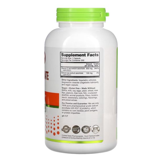 Sodium Ascorbate - 250 caps | Зображення 1