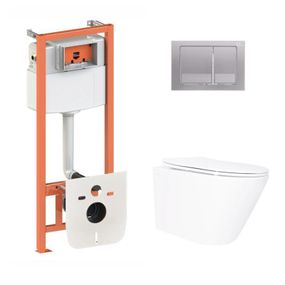 Готовое решение Qtap для ванной комнаты: подвесной унитаз Swan Ultra Quiet 520x360x320 + комплект инсталляции Nest 4 в 1