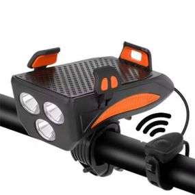 Велофонарь аккумуляторный с сигналом и креплением для телефона FY-319B-3LM Черный