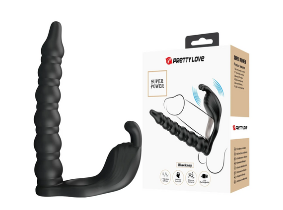 Эрекционное вибро кольцо, с насадкой для анального секса и функциеей памяти Pretty Love - Blackney Black sexst | Зображення 10