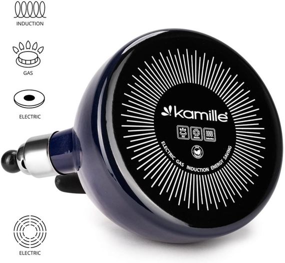 Чайник емальований Kamille "Boiling Water" 2.5л зі свистком, індукційний, синій | Зображення 3