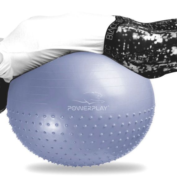 М'яч для фітнесу (фітбол) напівмасажний PowerPlay 4003 Ø75 cm Gymball Sky Blue + помпа | Зображення 1