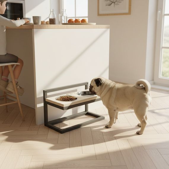 Миски на регулируемой подставке для маленьких собак Hollky Flex S (2 × 0.450 л) FS-422523-GRWH | Зображення 1