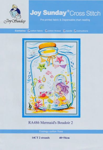 Набір для вишивання за нанесеною на канву схемою "Mermaid's Boudoir 2". AIDA 14CT printed 40*54 см | Зображення 1