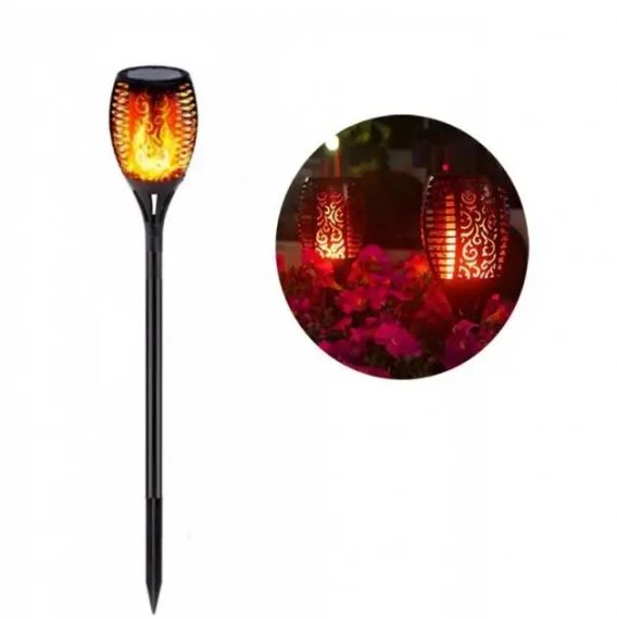 60 см Водонепроникний садовий ліхтар на сонячній батареї вуличний світлодіодний світильник на сонячній батареї з ефектом полум'я Solar flame led light sensor activated | Зображення 2