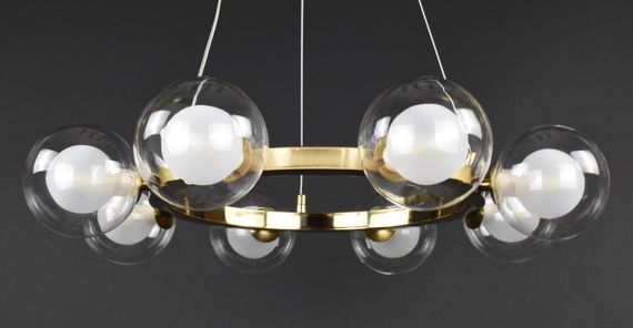 Люстра підвісна на 8 лампочок 27913 Латунь 25-130х54х54 см. | Зображення 4