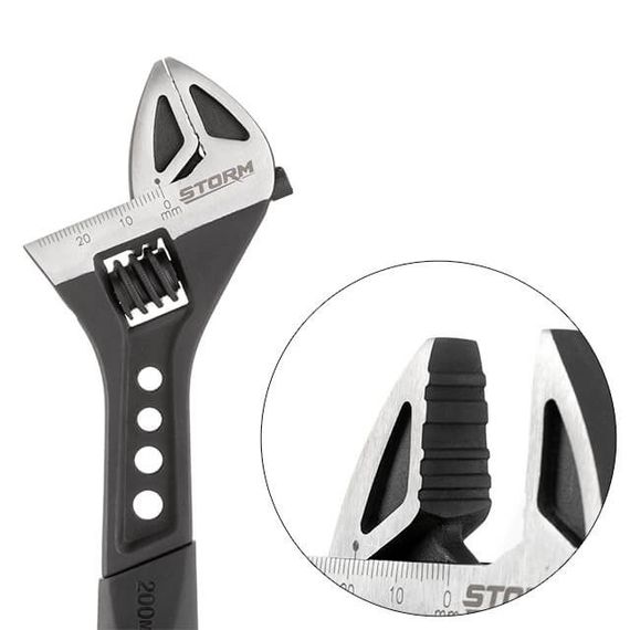 Ключ розвідний 200 мм кований, ручка TPR, HRC 40~50, Cr-V STORM INTERTOOL XT-00751 | Зображення 2