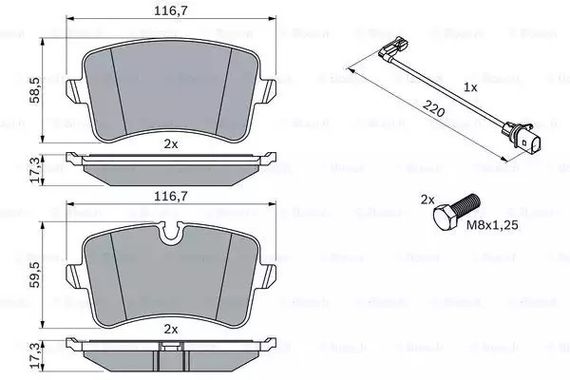 Колодки гальмівні дискові AUDI A6 2.0-3.0 2011-, A8 2.0-6.3 09- задн.  BOSCH (0986494488) | Зображення 6