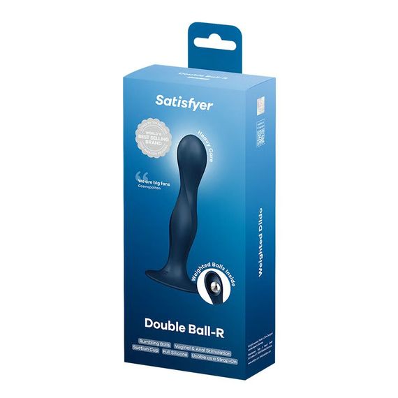 Дилдо Satisfyer Double Ball-R Dark Blue, унісекс, рухомі кульки всередині, на присосці | Зображення 3