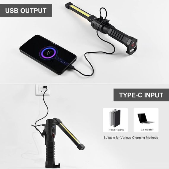 Ліхтар LIGHT L08-1 з магнітним підставою та підвісним гачком для кемпінгу ∙ Акумуляторний поворотний ліхтар LIGHT L08-1 | Зображення 2