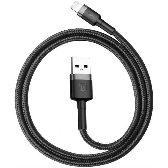 Дата кабель USB 2.0 AM to Lightning 2.0m Cafule 1.5A gray+black Baseus (CALKLF-CG1) | Зображення 2
