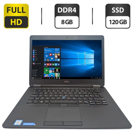 Ноутбук Dell Latitude E7470 / 14" (1920x1080) IPS / Intel Core i5-6300U (2 (4) ядра по 2.4 - 3.0 GHz) / 8 GB DDR4 / 120 GB SSD / Intel HD Graphics 520 / WebCam б/у