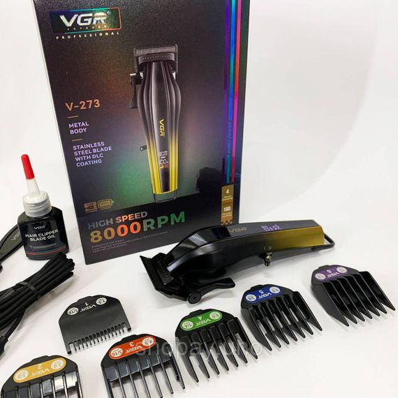 Тример для стрижки акумуляторний професійний VGR, Машинка для стрижки акумуляторна з насадками GK-13 | Зображення 1