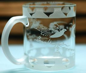 Чашка скляна 320 мл Ти і Я з голубами  кружка для закоханих  Подарунок на весілля річницю для коханих