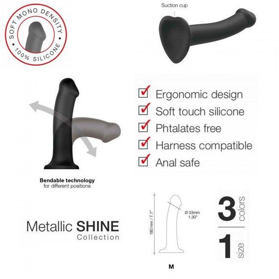 Насадка для страпону Strap-On-Me Mono Density Dildo M Blue, діам. 3,3 см, одношаровий силікон, гнучк Sex Aura | Зображення 5