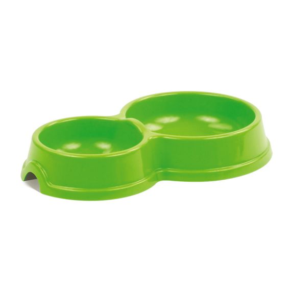 Миска подвійна №1 0,15/0,27 л для котів зелена
