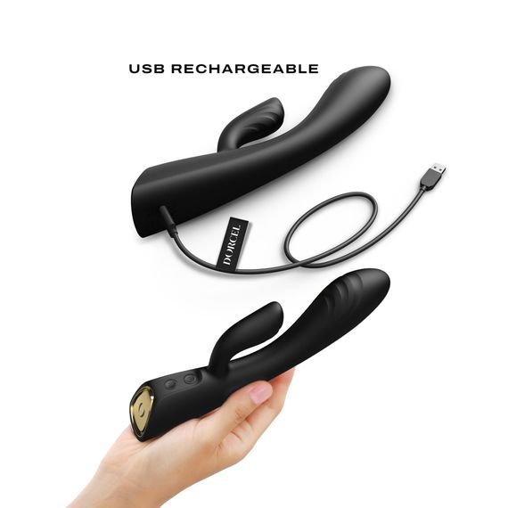 Вібратор-кролик з підігрівом Dorcel FLEXI RABBIT BLACK, гнучкий стовбур | Зображення 3