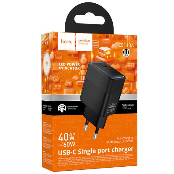 МЗП Hoco CS113A Lounge PD40W (1USB-C) Black | Зображення 1