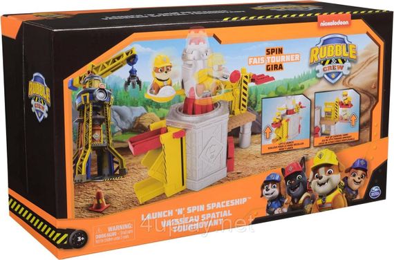 Игровой набор Крепыш и команда Космический корабль ракета Paw Patrol Rubble & Crew Launch & Spin Spaceship | Зображення 7