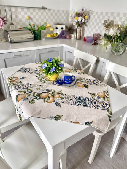 Скатертина гобеленова ALLOVER34395 Limaso, 97х100, Квадратна, Лимони, З мікрофіброю, 74% поліестер, 23% бавовна, 3% акрил, Гобелен | Зображення 4