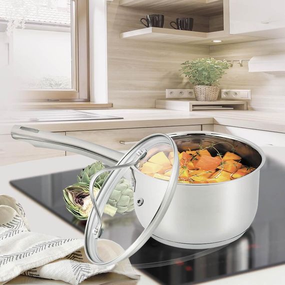 Кухонний ковш Maestro MR-3519-16S, 1.8 л, 16 см, з нержавіючої сталі з кришкою, для всіх типів плит | Зображення 1