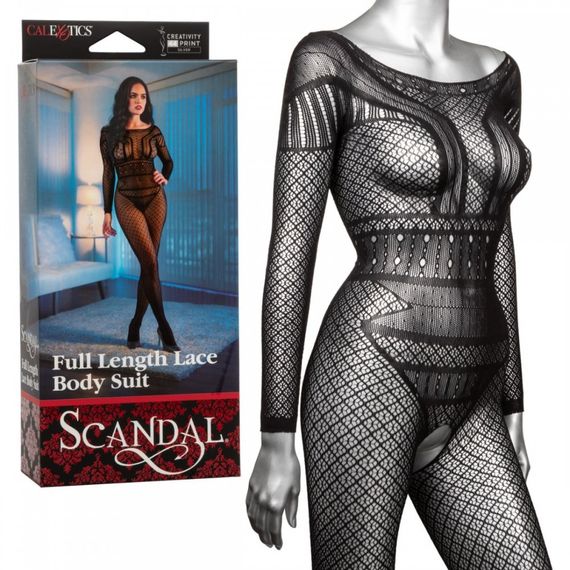 Сексуальный бодистокинг Scandal, O/S, кружевной с интимным вырезом, черный Sex Aura | Зображення 8