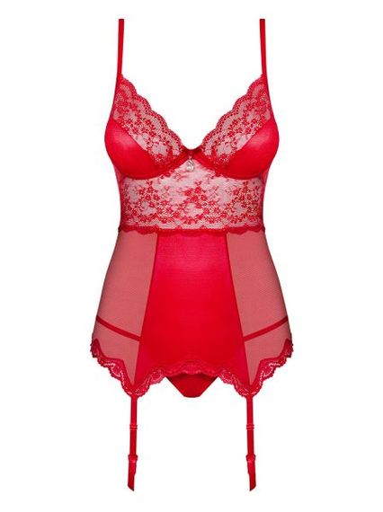 Корсет з підв'язками для панчіх Obsessive lovica corset S / M, Коасный, S/M | Зображення 2