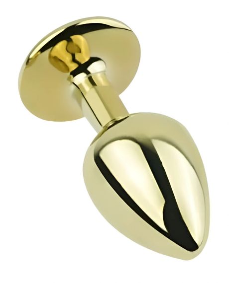Анальная пробка EGZO Gold Round Plug Pink с розовым кристаллом, размер S Sex Aura | Зображення 1